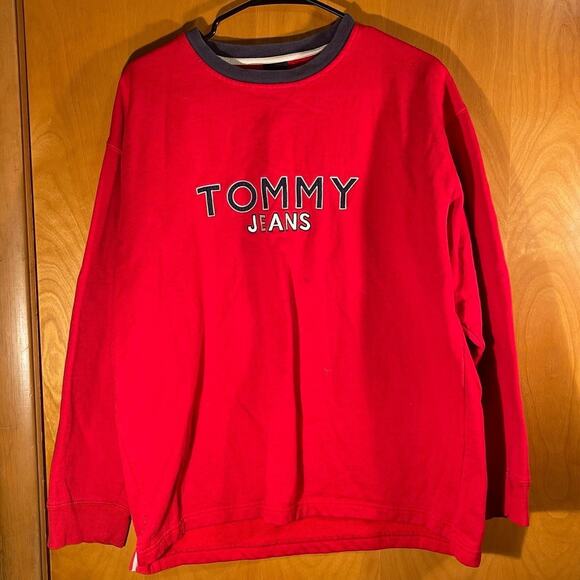 Vintage Tommy Jeans Crewneck Sweater Sweatshirt Large L - Picture 1 of 8